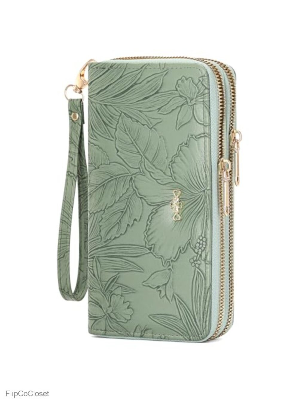 PU Leather Wristlet Wallet RFID Blocking Double Zip Clutch